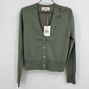 Kilte Collection Cashmere Bijou Cardigan Sweater in Pistachio Green size 0-XS